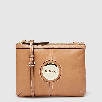 MIMCO Hip Bag Couch Caramel Leather Gold Round Hardware BNWT Dust bag RRP $199
