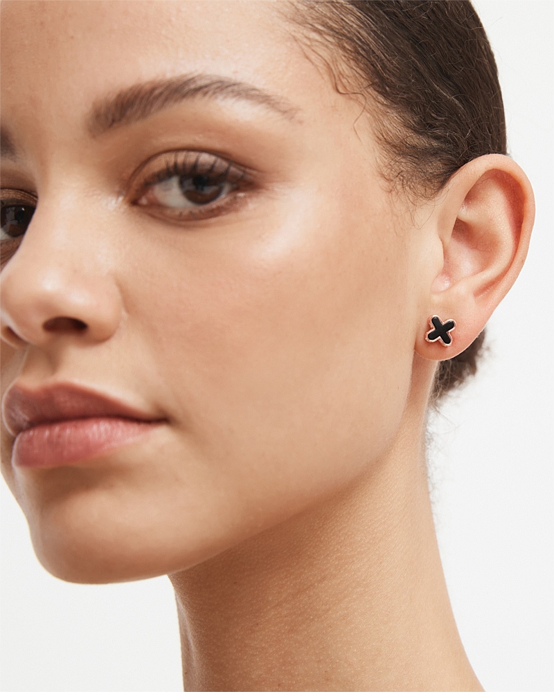Large Black Diamond Trio Stud Earrings – Concept Jewelry Design